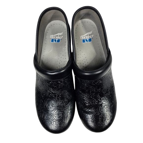 Dansko LT PRO Tooled Black Floral Professional Clog Leather EU 41 | US 10.5-11 - Picture 4 of 9